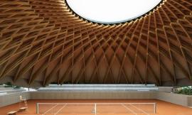 巴西最大网球场的圆形木质屋顶